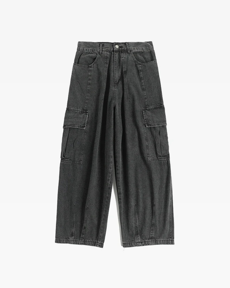 Y2K Grunge Baggy Cargo Jeans - 90s Retro Summer Outfit, Y2K Club & Party Fashion