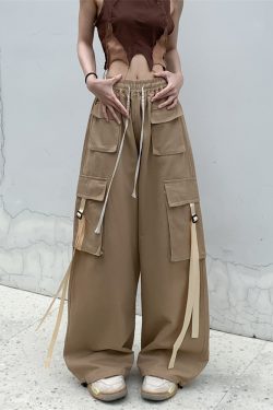 Y2K Grunge Baggy Cargo Pants - 90s Retro Summer Outfit, Y2K Fashion, Gothic Y2K Style