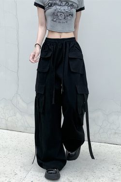 Y2K Grunge Baggy Cargo Pants - 90s Retro Summer Outfit, Y2K Fashion, Gothic Y2K Style