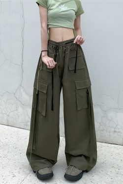 Y2K Grunge Baggy Cargo Pants - 90s Retro Summer Outfit, Y2K Fashion, Gothic Y2K Style