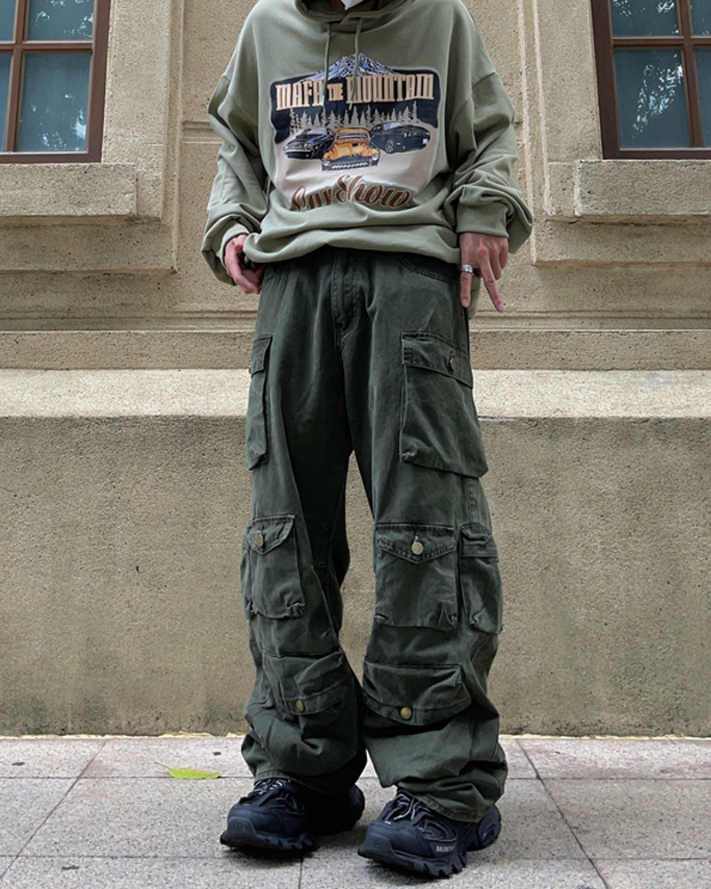 Y2K Grunge Baggy Green Cargo Pants - 90s Retro Summer Outfit, Y2K Fashion Essentials