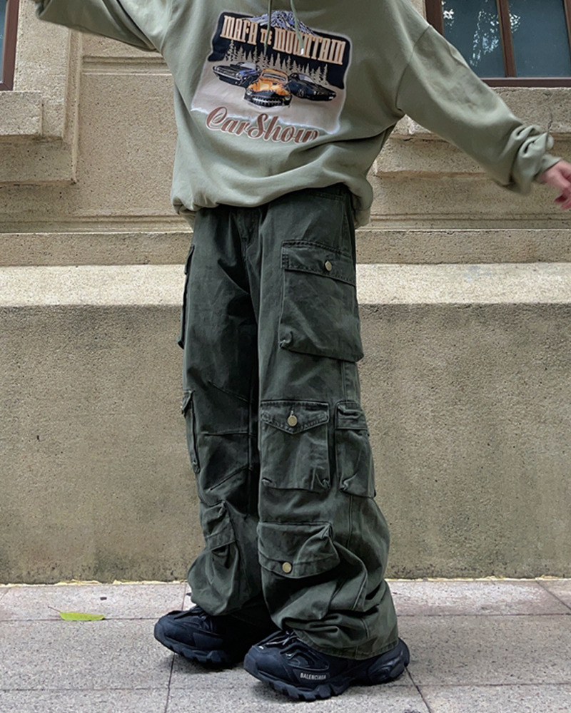 Y2K Grunge Baggy Green Cargo Pants - 90s Retro Summer Outfit, Y2K Fashion Essentials