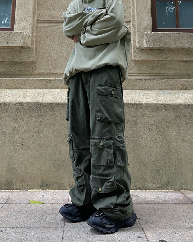Y2K Grunge Baggy Green Cargo Pants - 90s Retro Summer Outfit, Y2K Fashion Essentials