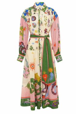 Y2K Grunge Balloon Sleeve Midi Dress - Stylish Pattern Shirt for Retro 90s Summer Outfits