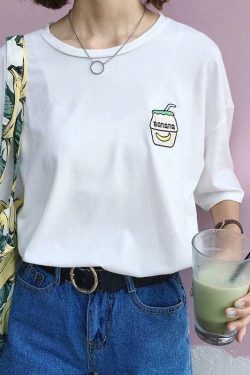 Y2K Grunge Banana Milkshake T-Shirts - Retro 90s Summer Outfits, Baby Tees, and Pastel Goth Styles