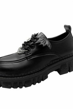 Y2K Grunge Bat Wings Gothic Shoes - Retro 90s Fashion, Y2K Club & Party Outfits