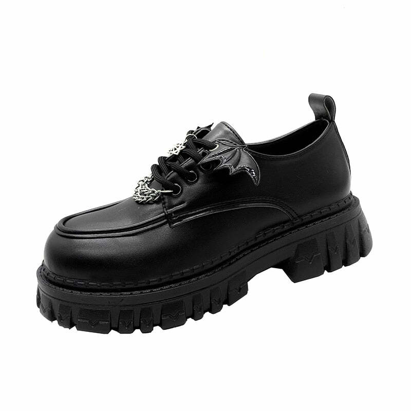Y2K Grunge Bat Wings Gothic Shoes - Retro 90s Fashion, Y2K Club & Party Outfits