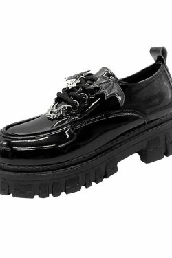 Y2K Grunge Bat Wings Gothic Shoes - Retro 90s Fashion, Y2K Club & Party Outfits