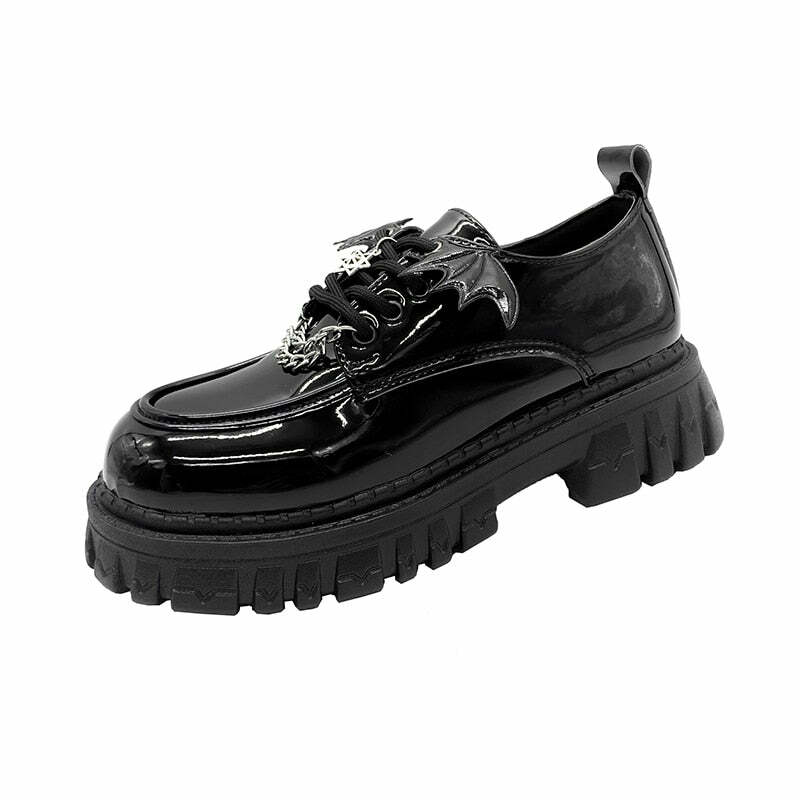 Y2K Grunge Bat Wings Gothic Shoes - Retro 90s Fashion, Y2K Club & Party Outfits