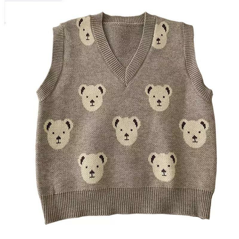 Y2K Grunge Bear Sweater Vest - Retro 90s Fashion, Summer Y2K Outfits, Pastel Goth Style