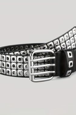 Y2K Grunge Belt with Squares - Perfect for 90s Outfits, Y2K Summer, and Retro Fashion