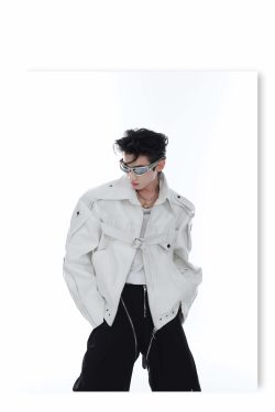 Y2K Grunge Biker Jacket - Retro 90s Fashion, Y2K Summer Outfits, Gothic Y2K Style