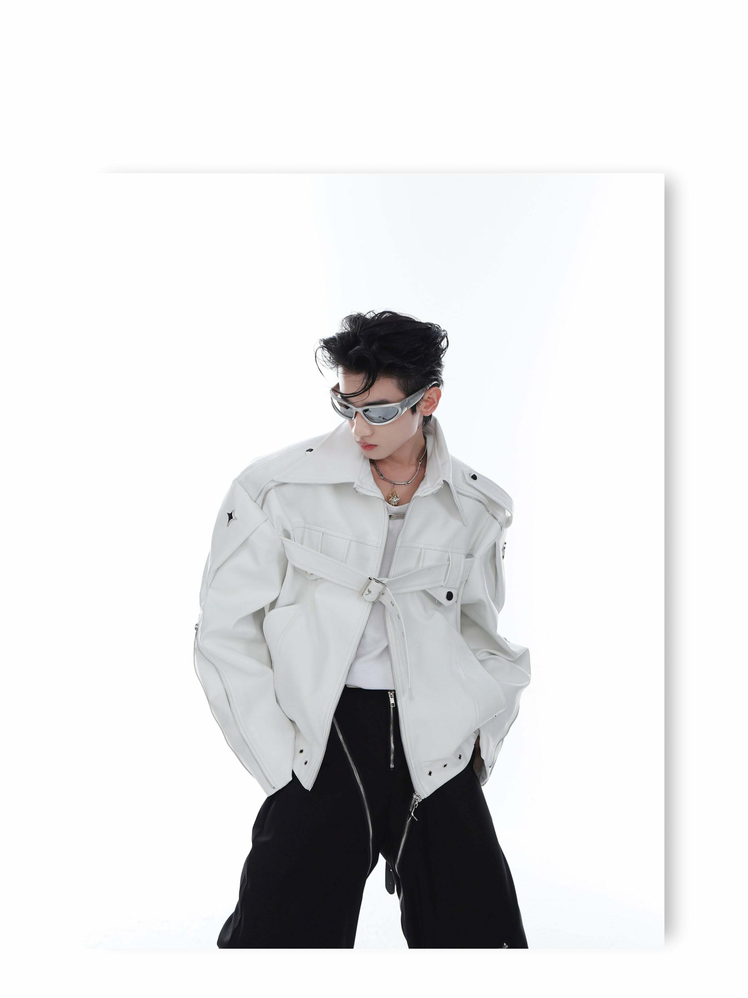 Y2K Grunge Biker Jacket - Retro 90s Fashion, Y2K Summer Outfits, Gothic Y2K Style