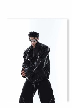 Y2K Grunge Biker Jacket - Retro 90s Fashion, Y2K Summer Outfits, Gothic Y2K Style