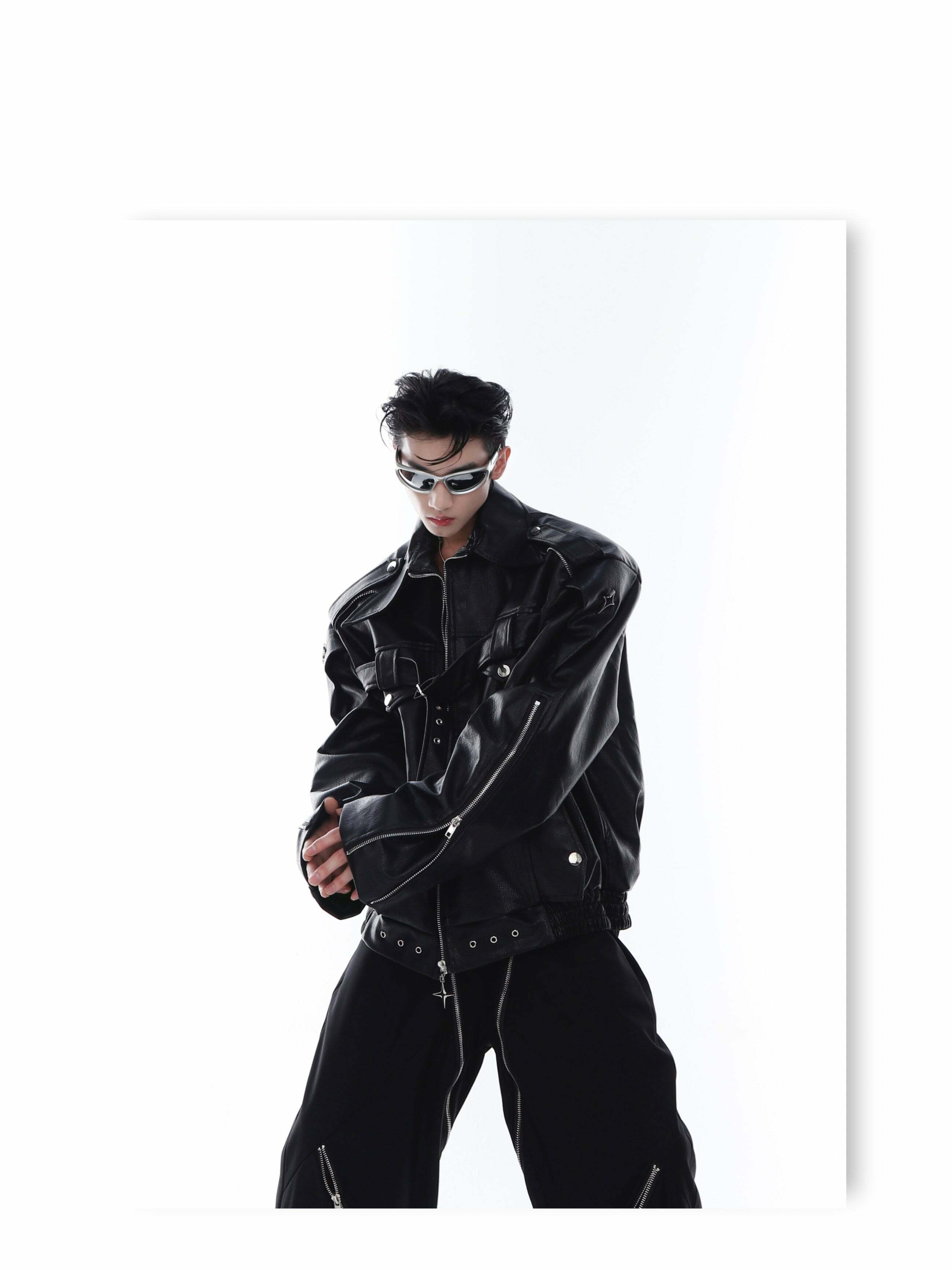 Y2K Grunge Biker Jacket - Retro 90s Fashion, Y2K Summer Outfits, Gothic Y2K Style
