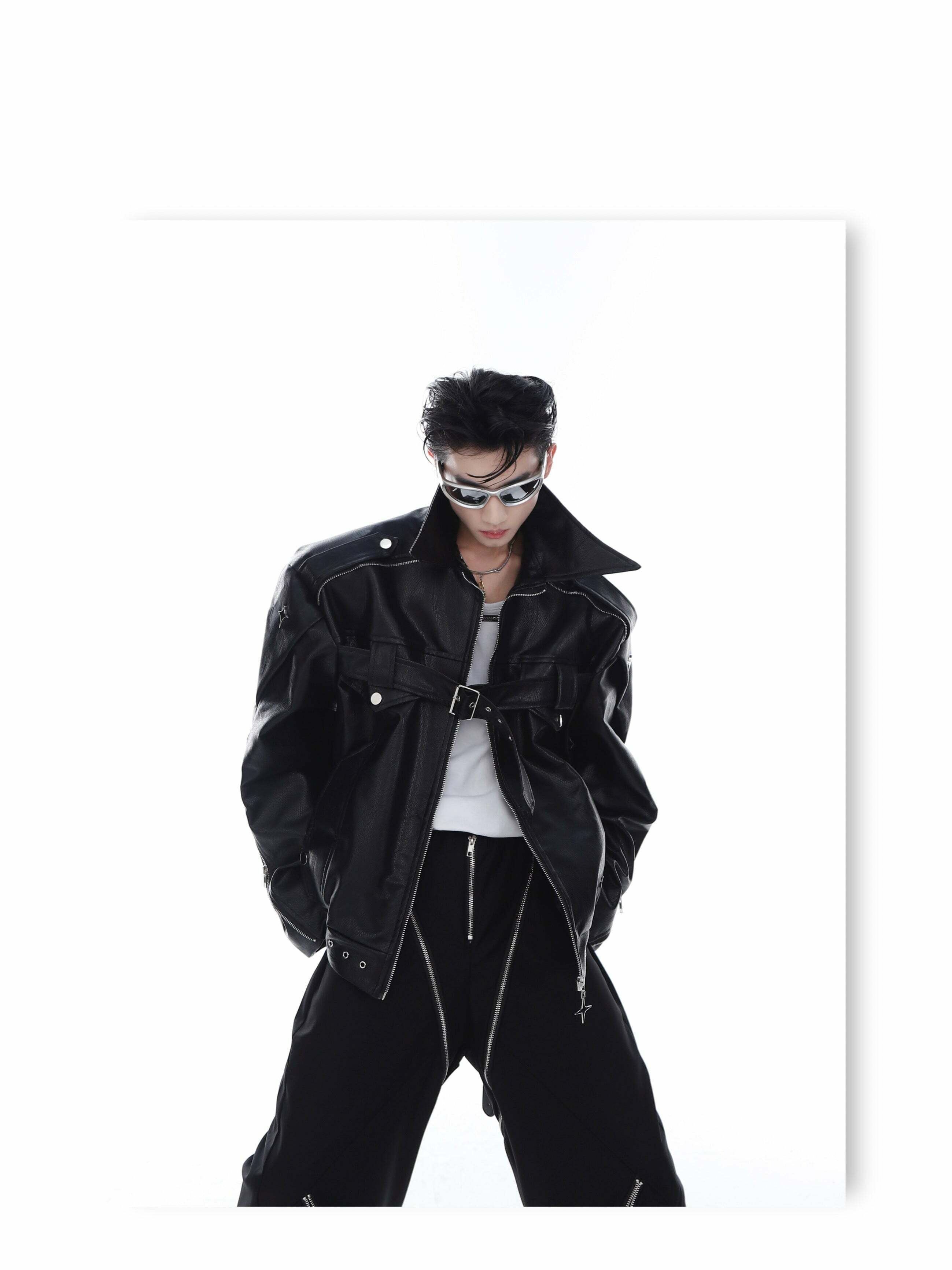 Y2K Grunge Biker Jacket - Retro 90s Fashion, Y2K Summer Outfits, Gothic Y2K Style
