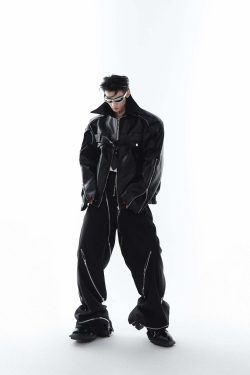 Y2K Grunge Biker Jacket - Retro 90s Fashion, Y2K Summer Outfits, Gothic Y2K Style