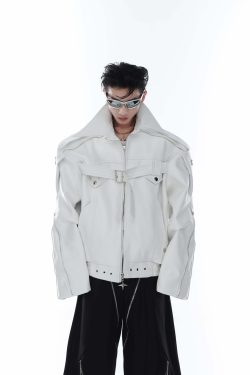 Y2K Grunge Biker Jacket - Retro 90s Fashion, Y2K Summer Outfits, Gothic Y2K Style