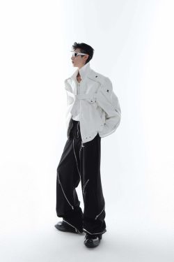 Y2K Grunge Biker Jacket - Retro 90s Fashion, Y2K Summer Outfits, Gothic Y2K Style