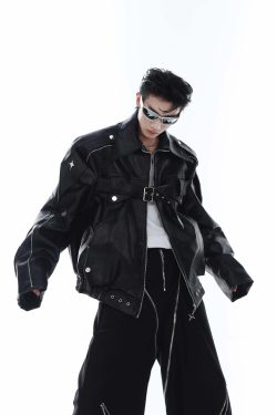 Y2K Grunge Biker Jacket - Retro 90s Fashion, Y2K Summer Outfits, Gothic Y2K Style
