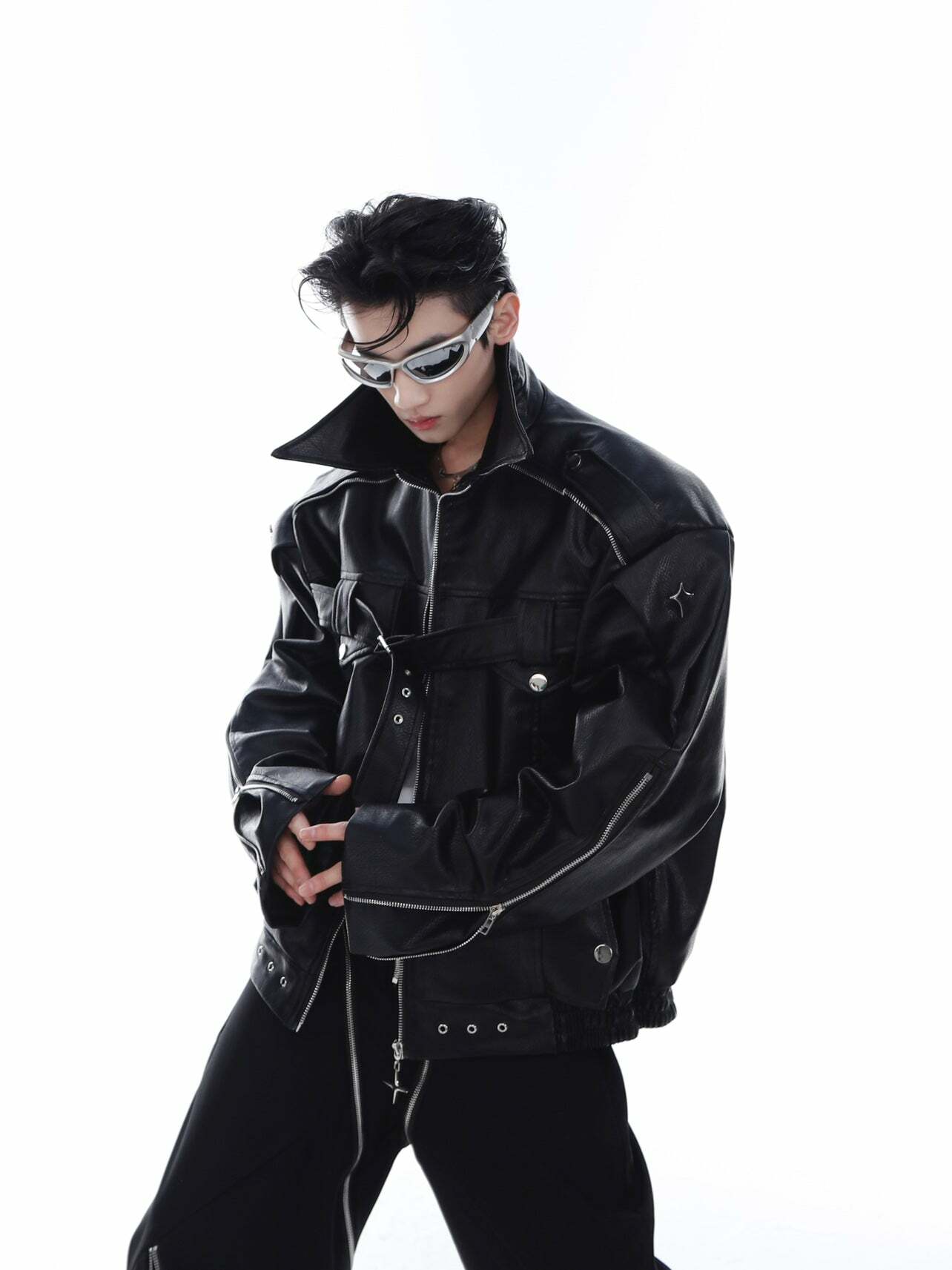Y2K Grunge Biker Jacket - Retro 90s Fashion, Y2K Summer Outfits, Gothic Y2K Style