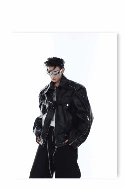 Y2K Grunge Biker Jacket - Retro 90s Fashion, Y2K Summer Outfits, Gothic Y2K Style
