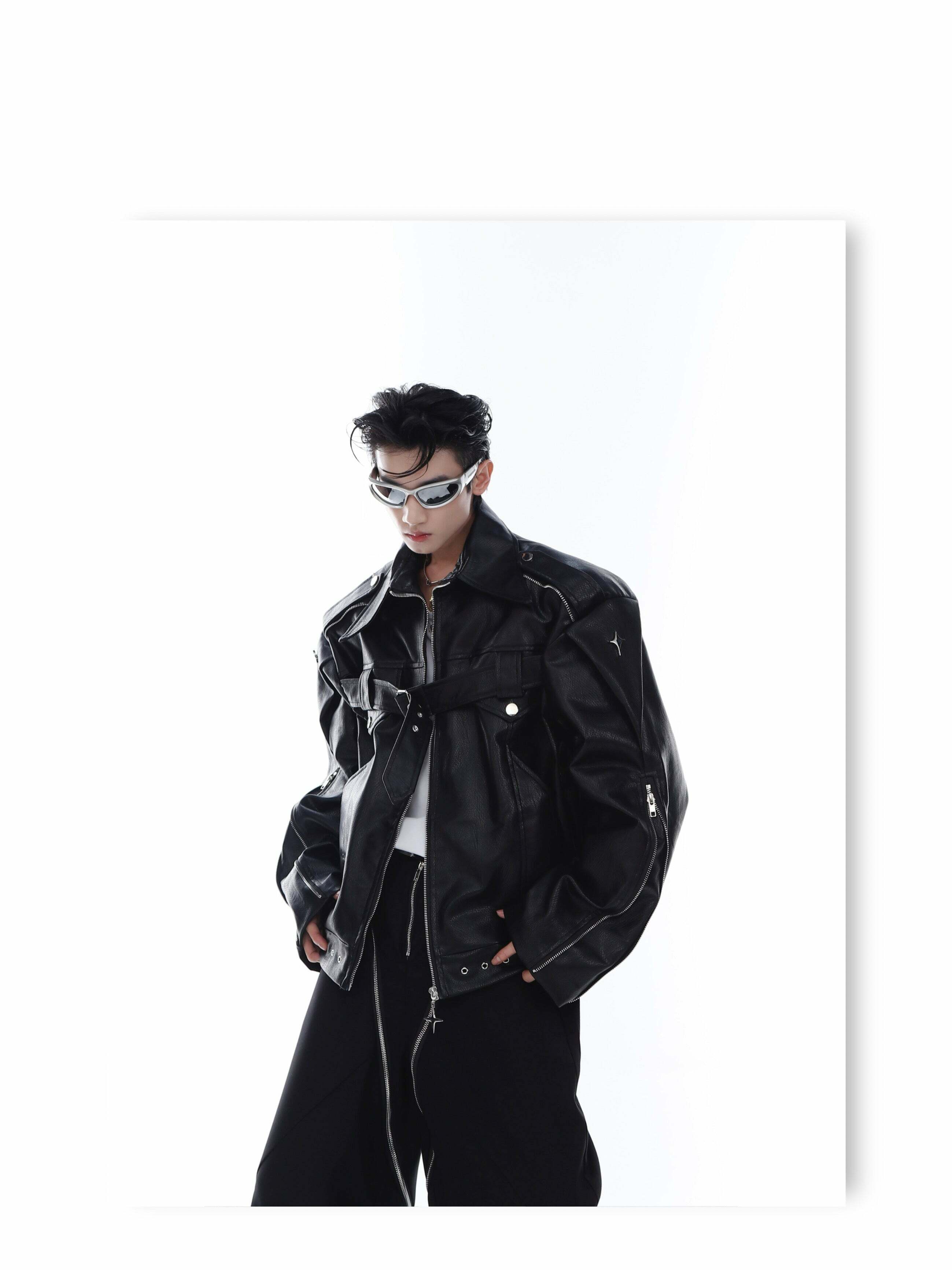 Y2K Grunge Biker Jacket - Retro 90s Fashion, Y2K Summer Outfits, Gothic Y2K Style