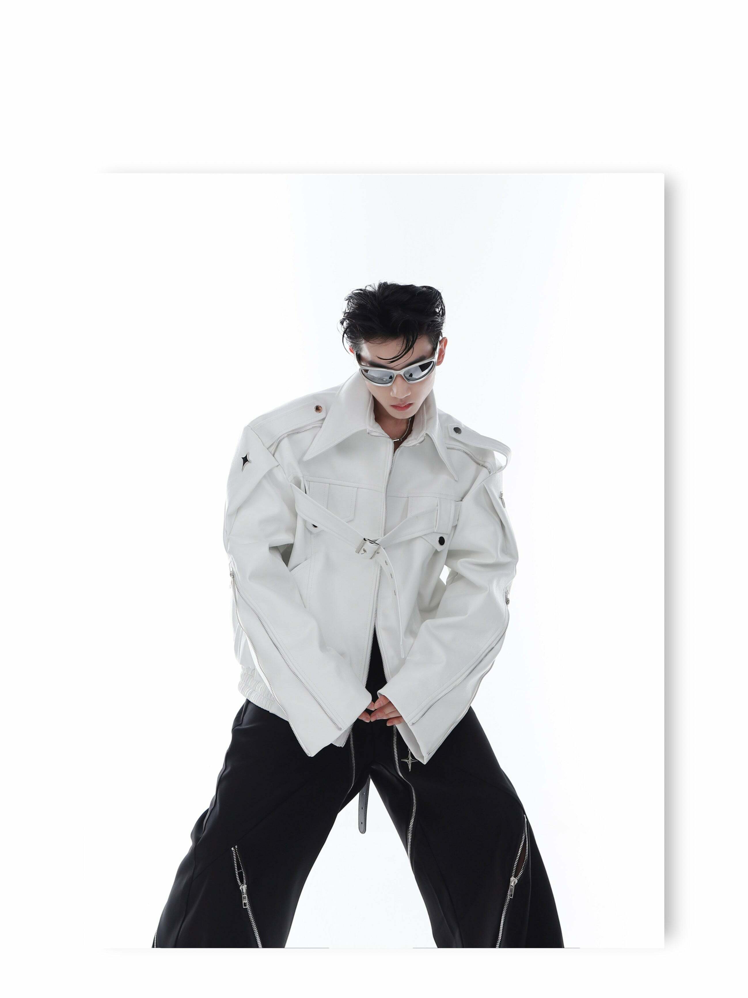 Y2K Grunge Biker Jacket - Retro 90s Fashion, Y2K Summer Outfits, Gothic Y2K Style