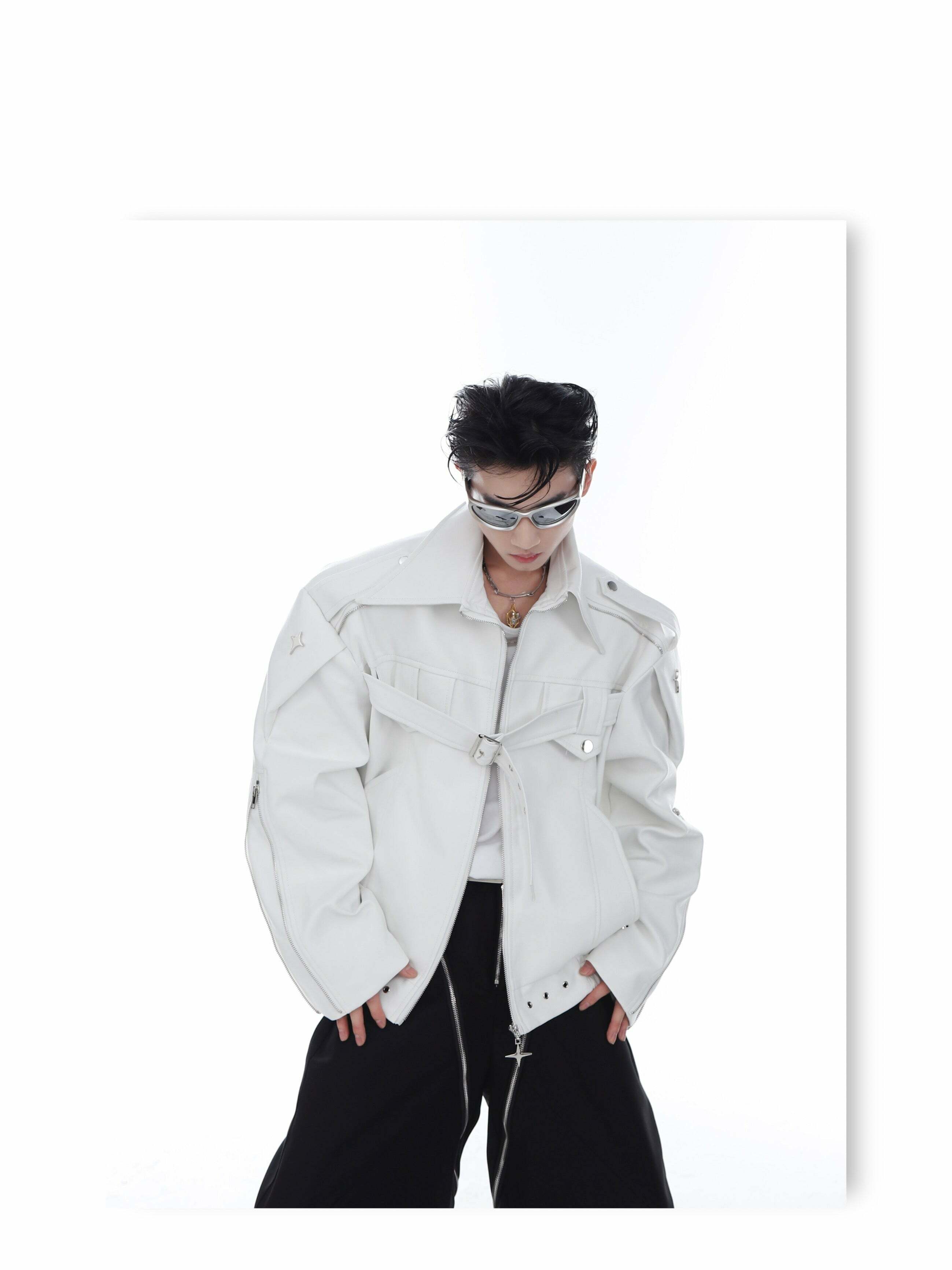 Y2K Grunge Biker Jacket - Retro 90s Fashion, Y2K Summer Outfits, Gothic Y2K Style
