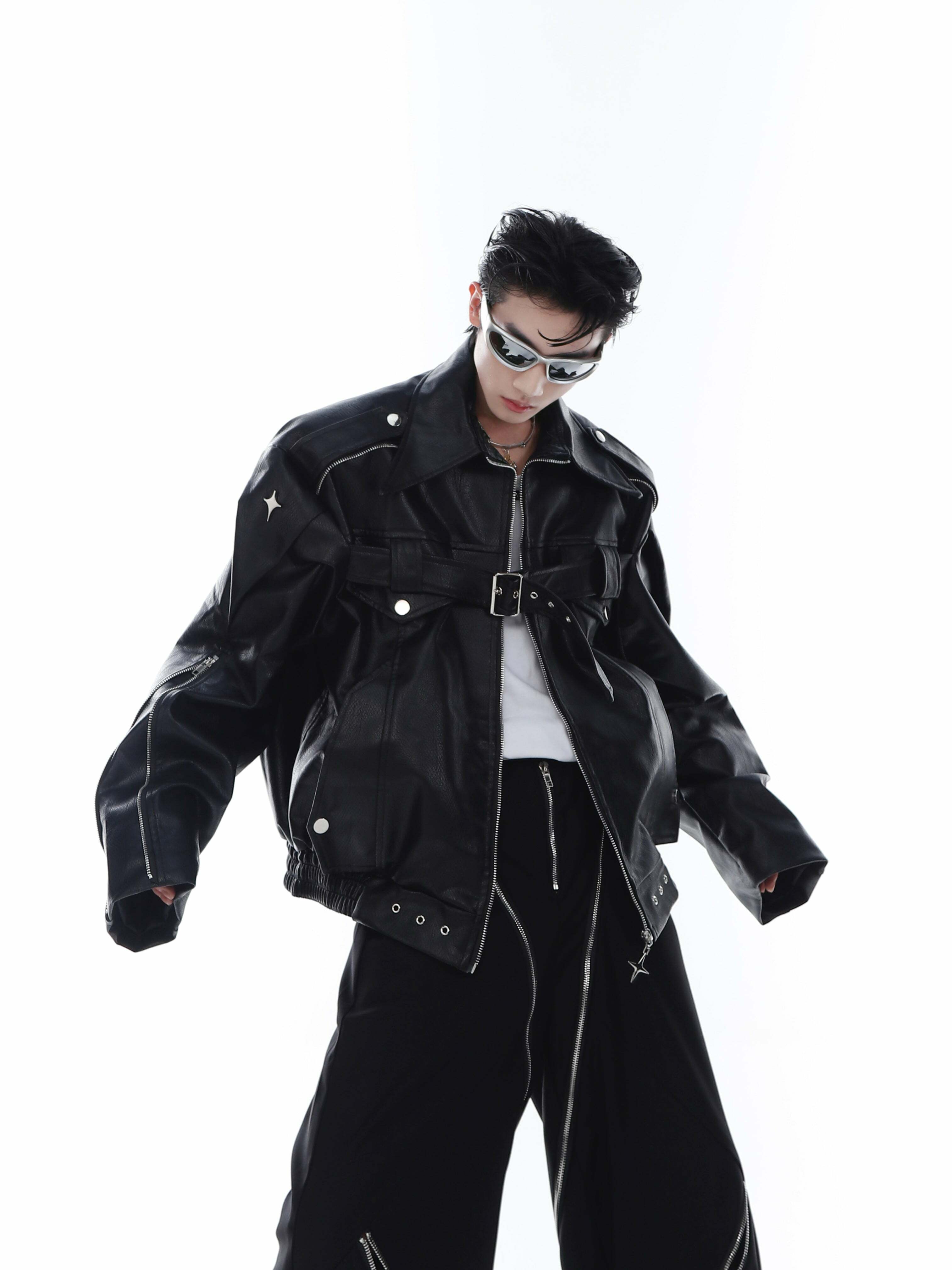 Y2K Grunge Biker Jacket - Retro 90s Fashion, Y2K Summer Outfits, Gothic Y2K Style