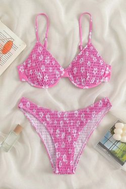 Y2K Grunge Bikini Set - Retro 90s Summer Outfit, Pastel Goth Swimwear, Y2K Beach Fashion