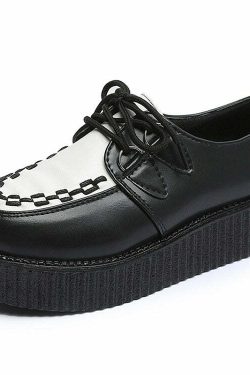 Y2K Grunge Black & White Creepers - Retro 90s Fashion, Gothic Y2K, Summer Y2K Outfits