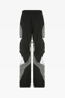Y2K Grunge Black and Gray Sweatpants - Retro 90s Fashion, Summer Y2K Outfits, Gothic Y2K Style