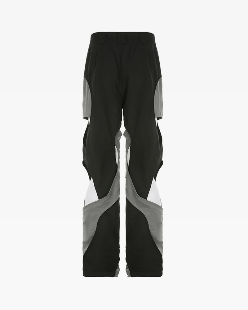 Y2K Grunge Black and Gray Sweatpants - Retro 90s Fashion, Summer Y2K Outfits, Gothic Y2K Style
