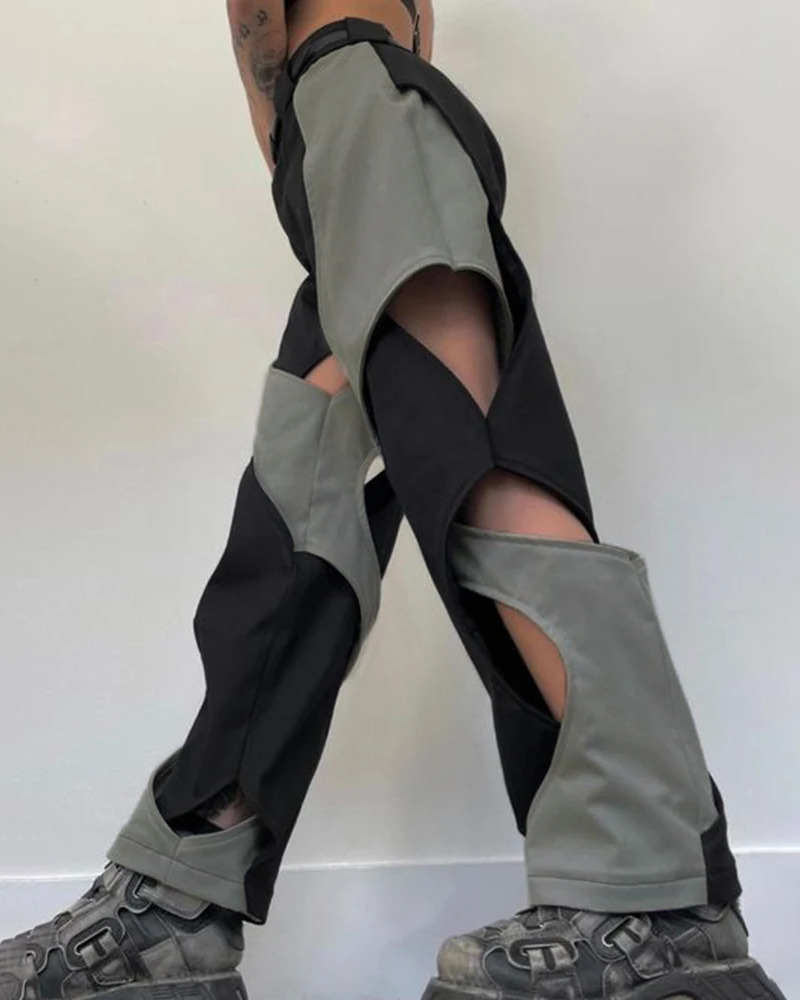 Y2K Grunge Black and Gray Sweatpants - Retro 90s Fashion, Summer Y2K Outfits, Gothic Y2K Style