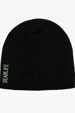 Y2K Grunge Black and Green Beanie - Retro 90s Fashion, Gothic Y2K, Pastel Goth Style