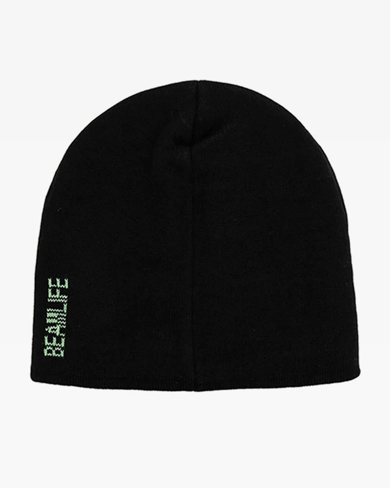 Y2K Grunge Black and Green Beanie - Retro 90s Fashion, Gothic Y2K, Pastel Goth Style