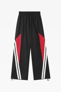 Y2K Grunge Black and Red Track Pants - 90s Retro Style, Summer Y2K Outfits, Gothic Y2K