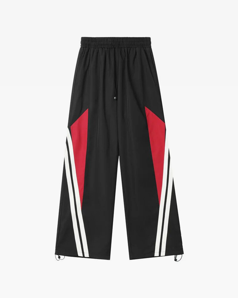 Y2K Grunge Black and Red Track Pants - 90s Retro Style, Summer Y2K Outfits, Gothic Y2K