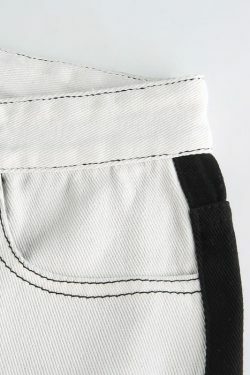 Y2K Grunge Black and White Jeans - 90s Retro Fashion, Summer Y2K Outfits, Gothic Y2K Style