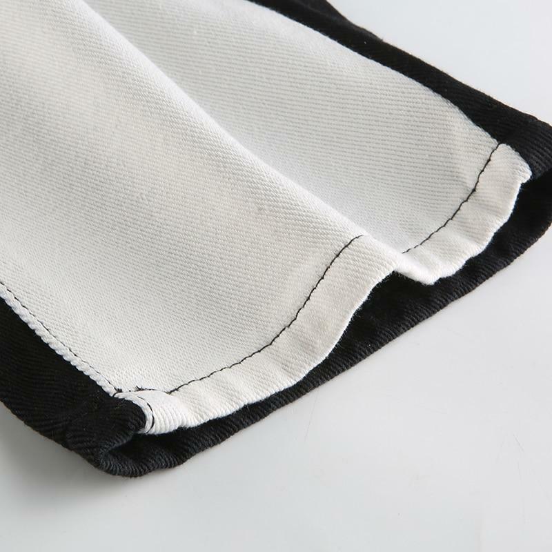 Y2K Grunge Black and White Jeans - 90s Retro Fashion, Summer Y2K Outfits, Gothic Y2K Style