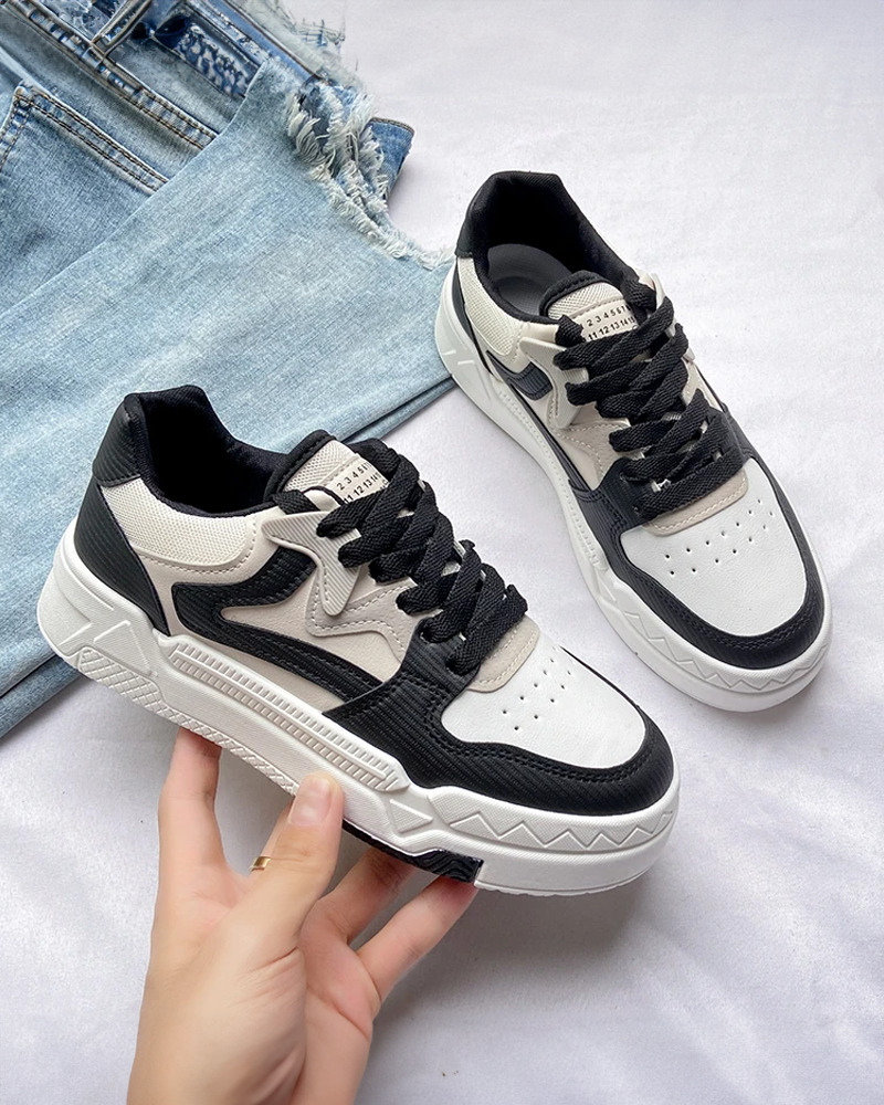 Y2K Grunge Black and White Sneakers - Retro 90s Fashion, Y2K Summer Outfits, Gothic Y2K Style