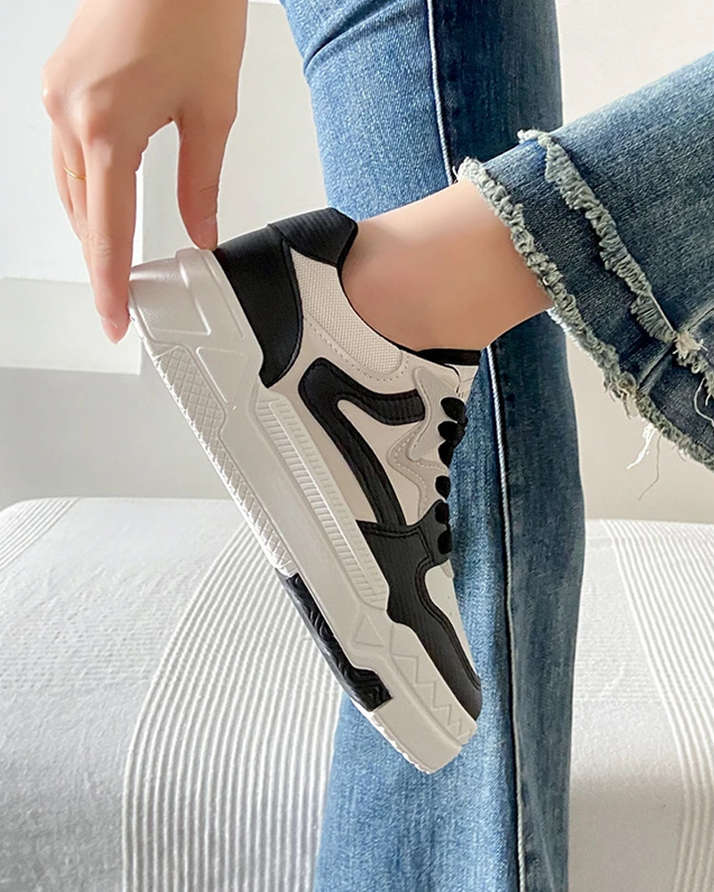 Y2K Grunge Black and White Sneakers - Retro 90s Fashion, Y2K Summer Outfits, Gothic Y2K Style
