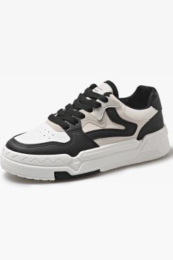 Y2K Grunge Black and White Sneakers - Retro 90s Fashion, Y2K Summer Outfits, Gothic Y2K Style
