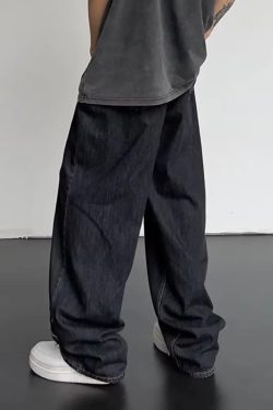 Y2K Grunge Black Baggy Jeans - Retro 90s Hip Hop Fashion, Summer Y2K Outfits