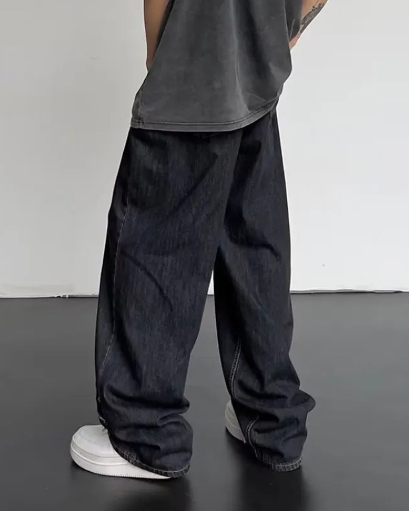 Y2K Grunge Black Baggy Jeans - Retro 90s Hip Hop Fashion, Summer Y2K Outfits