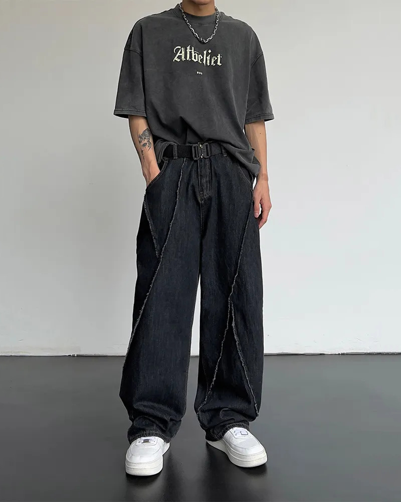 Y2K Grunge Black Baggy Jeans - Retro 90s Hip Hop Fashion, Summer Y2K Outfits
