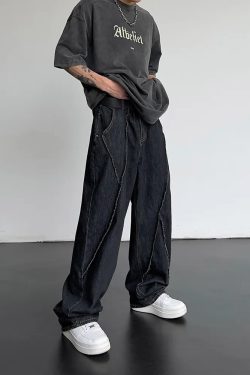 Y2K Grunge Black Baggy Jeans - Retro 90s Hip Hop Fashion, Summer Y2K Outfits