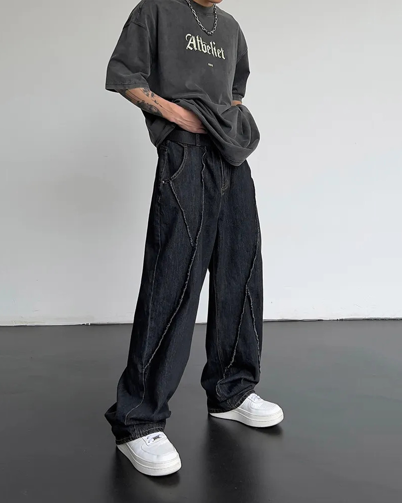 Y2K Grunge Black Baggy Jeans - Retro 90s Hip Hop Fashion, Summer Y2K Outfits