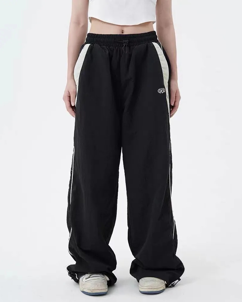Y2K Grunge Black Baggy Joggers - 90s Retro Style, Summer Y2K Outfits, Gothic Y2K Fashion